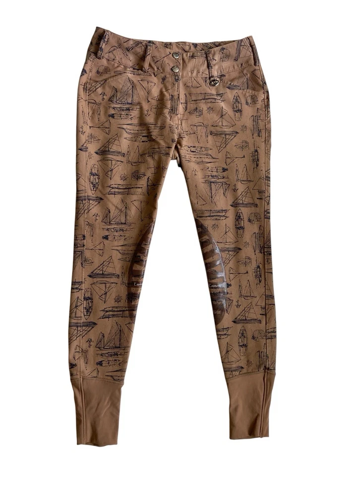 Calções escunas femininas Equine Couture tamanho 28 veleiros bronzeados cavalo equestre - Imagem 1 de 4