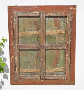 Antique Wooden Wall Hanging Window Panel Frame Original Old Hand Crafted - Picture 1 of 7