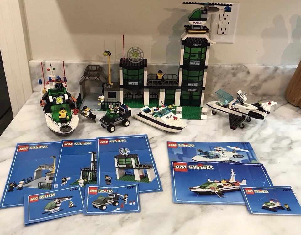 Lego System 6332, 6433, 6344 Police Command Center 1998 vintage, barcos, aviones Foto 1 de 4