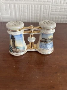 Antique Porcelain Souvenir Cruet Gilded Lustre Binoculars Novelty Aberystwyth - Picture 1 of 12