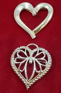 Valentine's Heart Brooch Lot Gold Tone Polished STATEMENT Design  - Picture 1 of 7