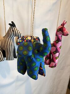 African Rwanda Handmade animal Baby Mobile Elephant Zebra Giraffe Rhino