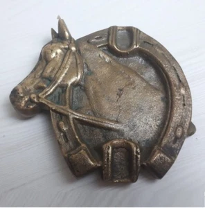 Posacenere vintage in ottone a forma di cavallo e ferro di cavallo, decorazione - Foto 1 di 11