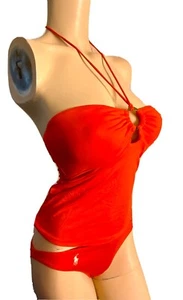 Ralph Lauren Women’s Swimsuit Tankini Set Orange Bandeau Size S Nwt - Picture 1 of 3