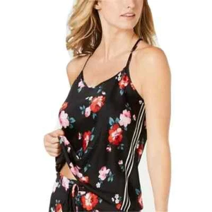 I.N.C. Damen Trägertop Größe M Top schwarz Blumen Smoking Streifen Spitze Racerback Satin - Bild 1 von 7