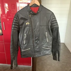 Vintage M GALA BLK Leather Sport Motorcycle Jacket Padded Elbow Shoulder Kidney - Picture 1 of 12