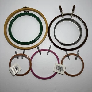 Lot of 7 Vintage & New Embroidery Spring Tension And Flexiloop Hoops & Magnifier - Picture 1 of 9