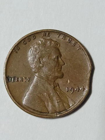 1944-P CLIPPED PLANCHET LINCOLN WHEAT CENT F-VF Cover