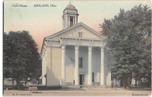 Postal de Albertype Co. coloreada a mano de los años 1910 de Ashland, Ohio Court House - Imagen 1 de 2