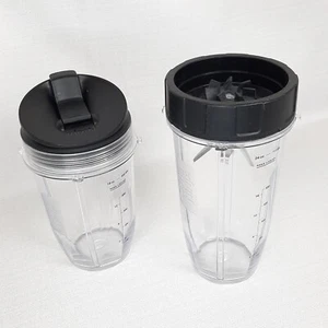 Nutri Ninja 24 oz & 18 oz Blender Cups + 1 Lid & Blade Assembly 3 4/5 Opening - Picture 1 of 6