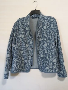 Isaac Mizrahi Cotton Quilted Floral Jacket Sz L Snap Button Cottagecore Comfy - Picture 1 of 10