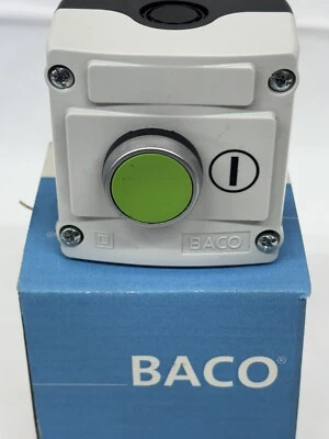 BACO LBX10110 Green Flush Momentary Control Station Pushbutton 22mm 224 210 - Image 1 of 3