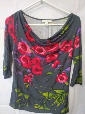 Top Weston Wear Anthropologie Rosa y Gris Floral Capucha - Cuello Manga 3/4, Talla Xs Foto 1 de 3