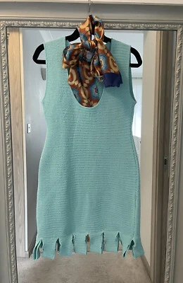 Auténtico Vestido Bottega Veneta Crochet Azul Azure L/XL Nuevo Foto 1 de 4