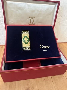 Vintage Cartier Royking 18k Gold plated lacquer green & black Gas lighter - Picture 1 of 16