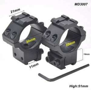 2PCS Tactical 30mm Ring Mounts 11mm Rail For Riflescope Sight Flashlight - Picture 1 of 4