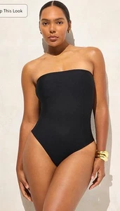 J Crew Gemma ruched bandeau one-piece Women's Size 6 Black New NWT - Picture 1 of 8
