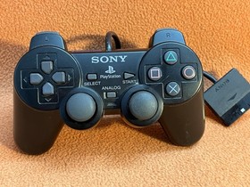 Official Sony PlayStation 2 PS2 DualShock Controller-- Black SCPH-10010 WORKING