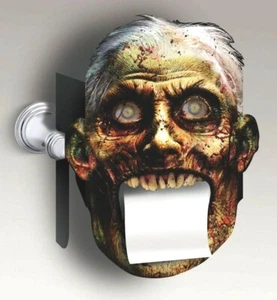 CUBIERTA DE PAPEL HIGIÉNICO DE BAÑO SANGRIENTO Monstruo Boca Broma Broma Cara de Zombi - Imagen 1 de 5