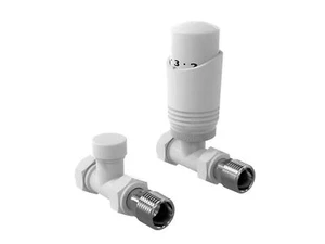 Designer TRV Thermostatic Radiator Valve White Straight Twin Pack - Picture 1 of 4