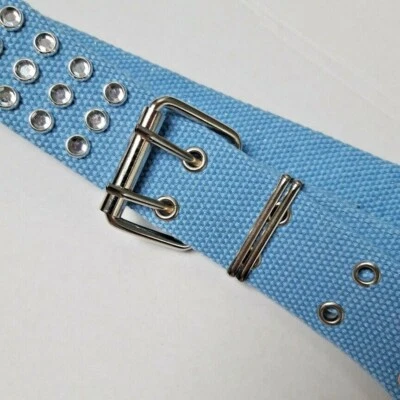 Gürtel hellblau Strass-Nieten/Hosengürtel/Stoff/Mädchen/78-100 cm  9/10/11 Jahre - Bild 1 von 2
