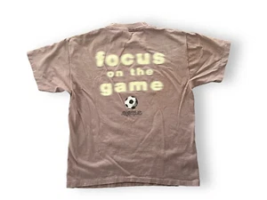 Vintage 90s Big Ball Sports T-Shirt Tee Shirt Blurry Soccer Focus on the Game L - Picture 1 of 7