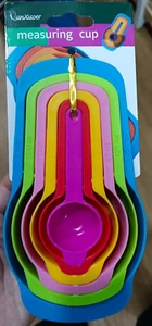 5 set x Measuring Cups 6 Spoons Plastic Colorful set Rainbow Colors - Picture 1 of 6