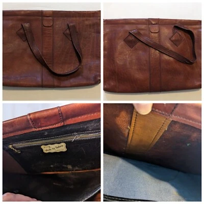 Bolso de mano Tadora delgado vintage borgoña/marrón 16x11 de cuero Foto 1 de 4
