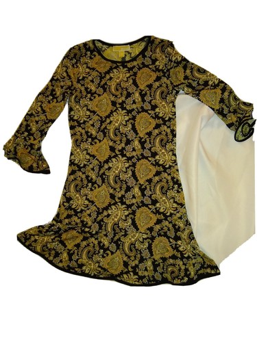 abito donna michael kors taglia xs paisley nero bianco arancione comodo carriera