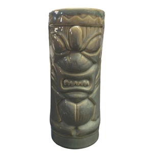 Tiki Mug Cup Tumbler Vase Green Drip Pottery 6 Inch Tall - Picture 1 of 6