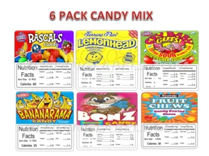 6 - 2.5 Vending Labels Stickers Decals with NUTRITION Candy Mix asst. - Picture 1 of 1