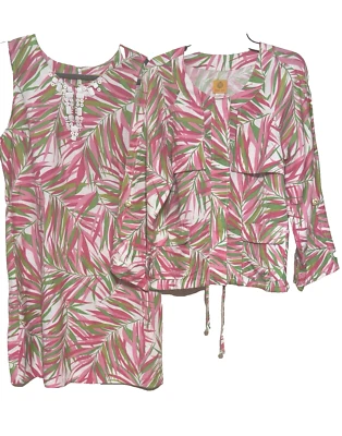 Ruby Rd. Tropical Linen Blend Beaded Dress And Jacket Women’s Size 14 Church - Image 1 of 4