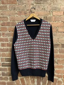 Michael Bastian Men’s Sweater, Sz 50, Cashmere Intarsia, Suede Elbows Italy - Picture 1 of 9