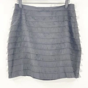 Kenneth Cole Multi Layer Mini Skirt Women's Size 2 Black Faux Fur Frill - Picture 1 of 2