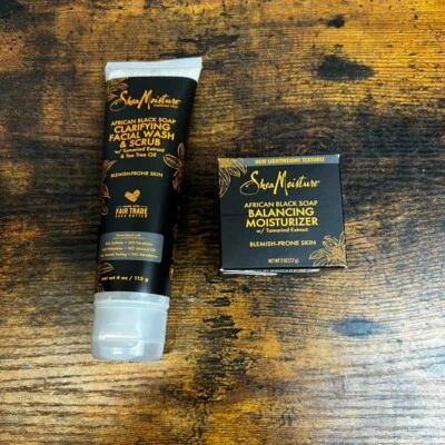 Shea Moisture African Black Soap Clarifying FACIAL Wash/Scrub Balancing Moisturi - Image 1 of 4