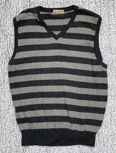 J Crew Vest Adult Large Gray Casual Outdoors Cotton Cashmere Striped Preppy Men - Picture 1 of 7