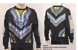 African Swag Dashiki BLACK AFRICAN PRINT DASHIKI SWEATSHIRTS Black Panther - Picture 1 of 1