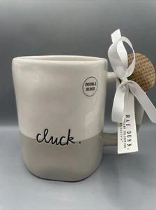 Rae Dunn CLUCK ROOSTER 3D Raised Coffee Mug Farmhouse Double Sided NEW - Picture 1 of 2