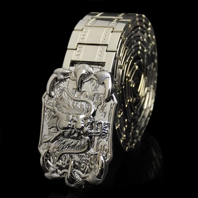 Uomo Rétro Acciaio Inox Girovita Cintura Metallo Punk Gotico Escursioni Dragon - Immagine 1 di 4