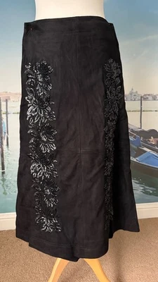 COS black leather suede embroidered skirt size eur 38 UK 10 - Image 1 of 4