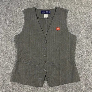 Walgreens Vest Employee Uniform Womens Small S Gray Blue Pinstripe Logo Pharmacy - Picture 1 of 10
