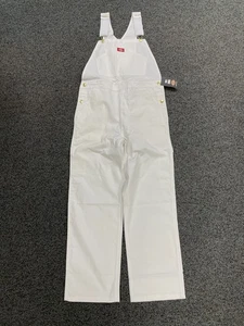 Dickics 8953WH Mens White Shoulder Straps Painters Bib Overalls Size 32x30 - Picture 1 of 12