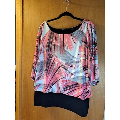 Blusa para mujer Plus Time Line rosa y gris talla 3XL Foto 1 de 4