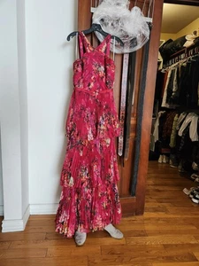 Marchesa Notte Neckholder Plissee Chiffon Kleid Beere Größe 6 - einmal getragen - 995 $ - Bild 1 von 7
