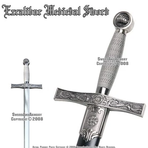 Espada de caballero cruzado medieval Excalibur 35" con disfraz de funda - Imagen 1 de 5