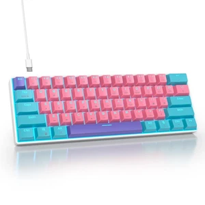 Protable 60% Percent Gaming Keyboard Mechanical Mini Compact RGB Backlit 61 K - Picture 1 of 7