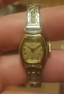 Vintage Timex Ladies Cocktail Watch UNKNOWN Movement Silver Band Gold Tone - Picture 1 of 5