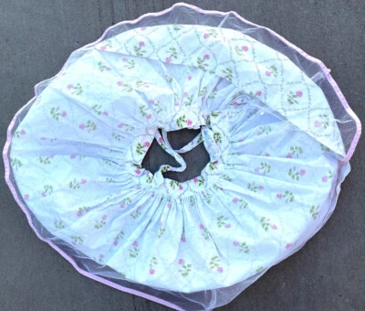 Винтажный 50-х годов девочек Pinafore юбка роза печать полированный хлопок тюль юбки размер 24 Вт - Изображение 1 из 4