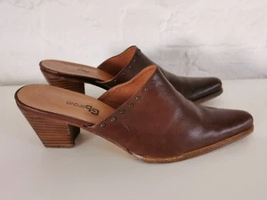 GB Bravo Brown Leather High Heeled Slides Mules - Size 6 (39) - Picture 1 of 19