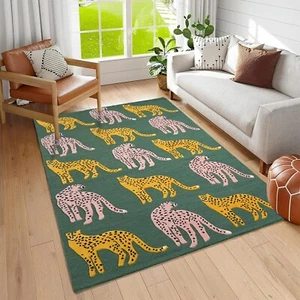 Handmade Green Catwalk Rug Tufted Wool Hand Tufted Animal Print Large Area Rug - Picture 1 of 6
